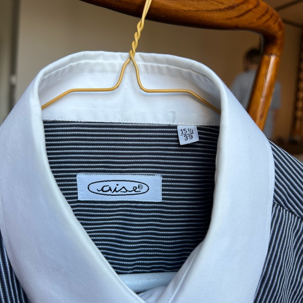 White Collared Striped Button Down Size S Women’s - image 3